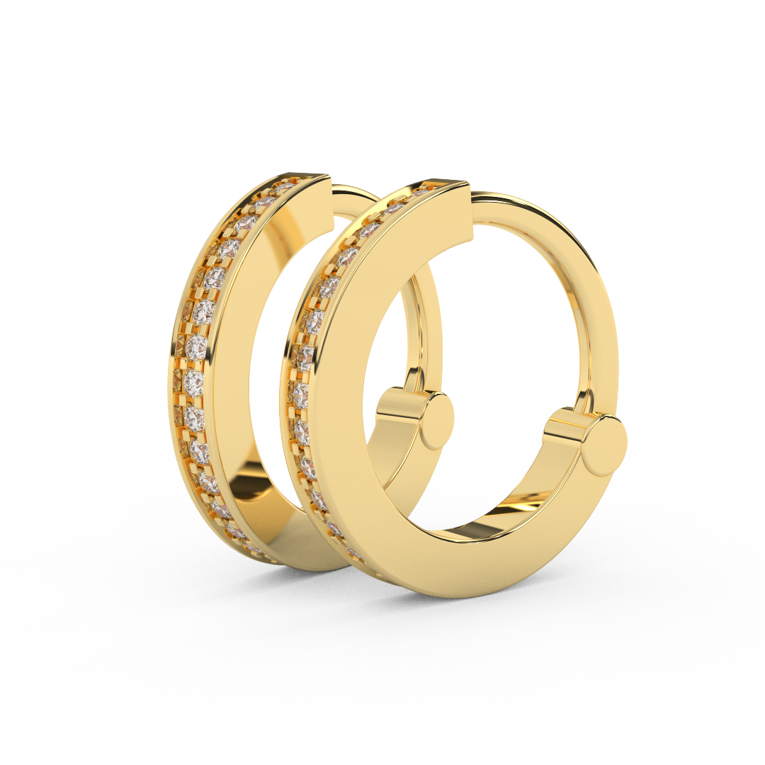 Stunning 0.08 Cttw Round Diamond Huggies Hoop Earrings | Elevate Your Style In 14kt Gold - Fehu Jewels