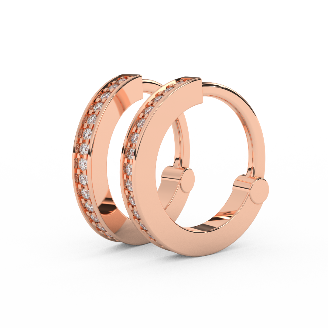 Stunning 0.08 Cttw Round Diamond Huggies Hoop Earrings | Elevate Your Style In 14kt Gold - Fehu Jewels