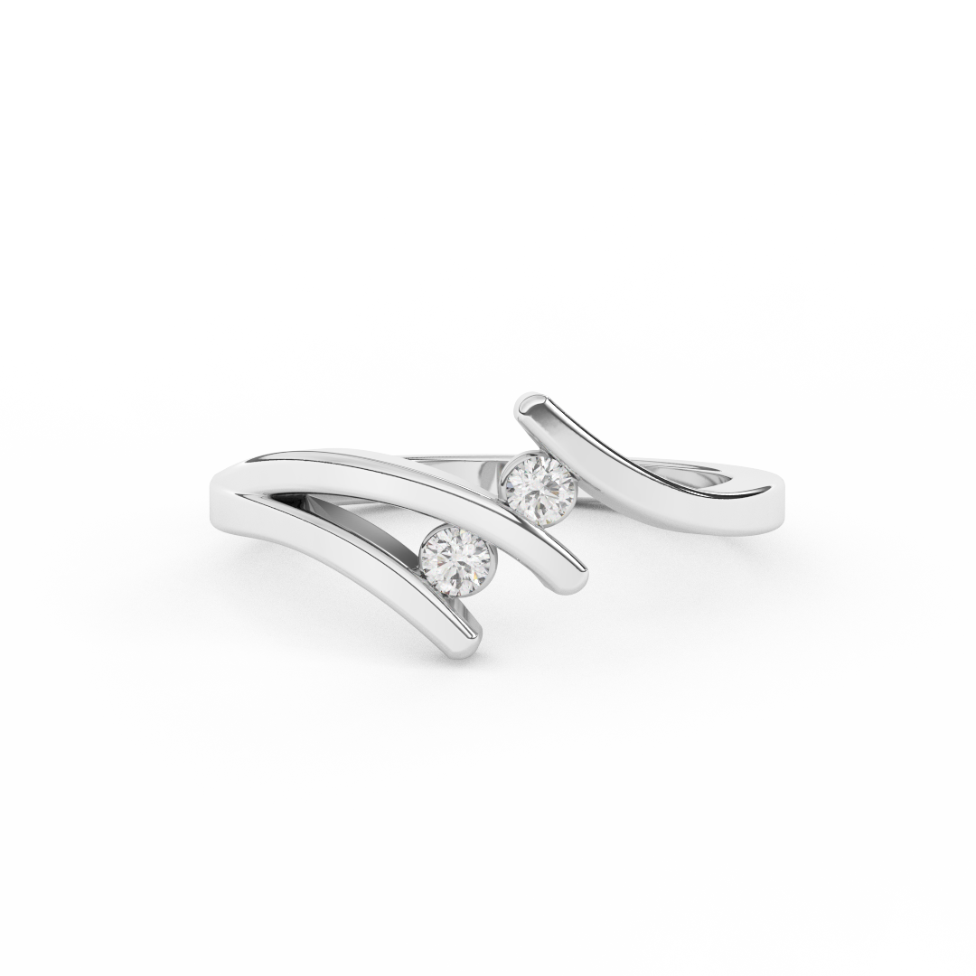 0.10 Cttw Tension Setting Diamond Cluster Ring In 14KT Gold