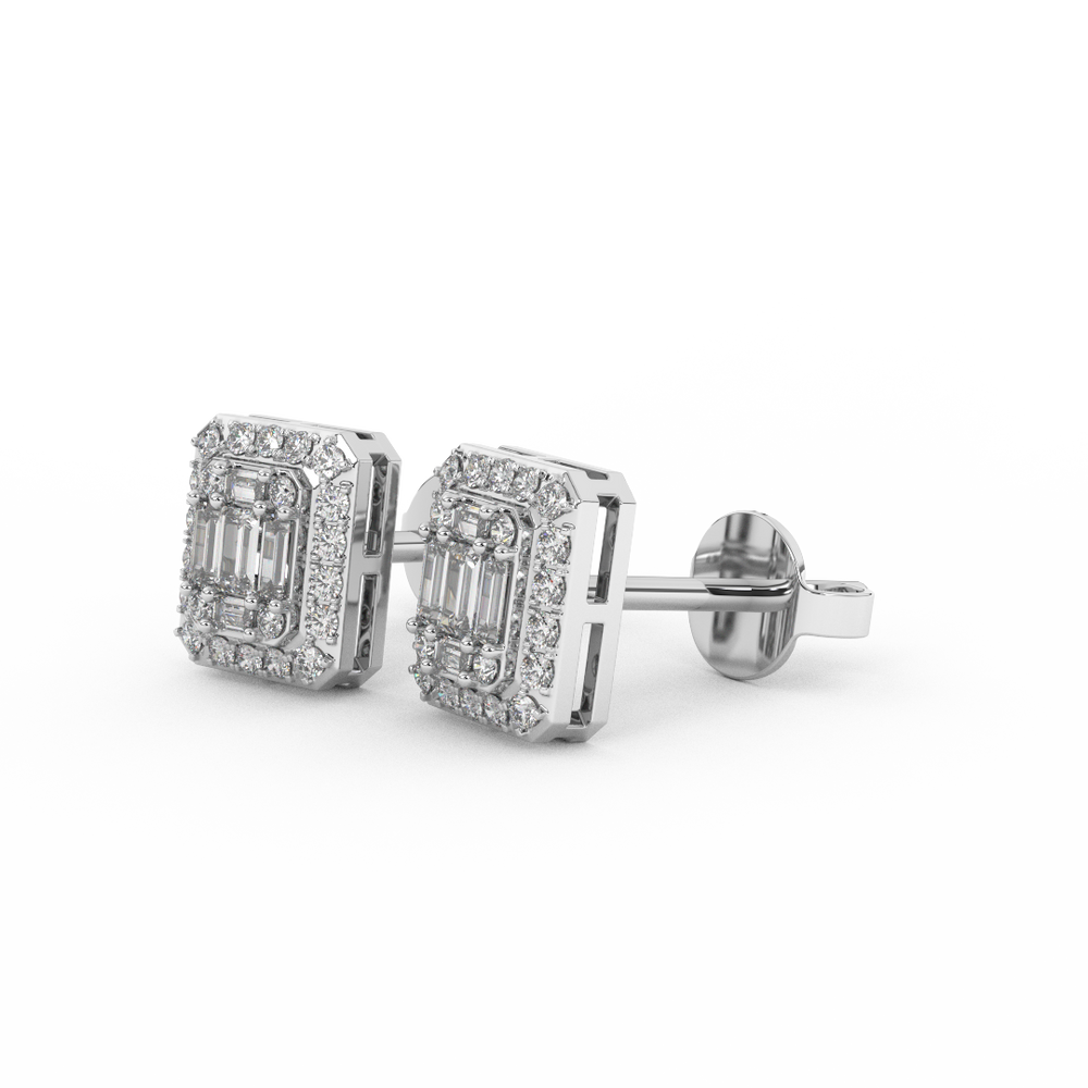 1/3 Cttw Certified Diamond Square Stud Earrings | Crafted In 14kt Gold