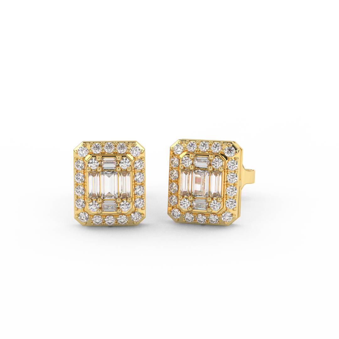 1/3 Cttw Certified Diamond Square Stud Earrings | Crafted In 14kt Gold - Fehu Jewels