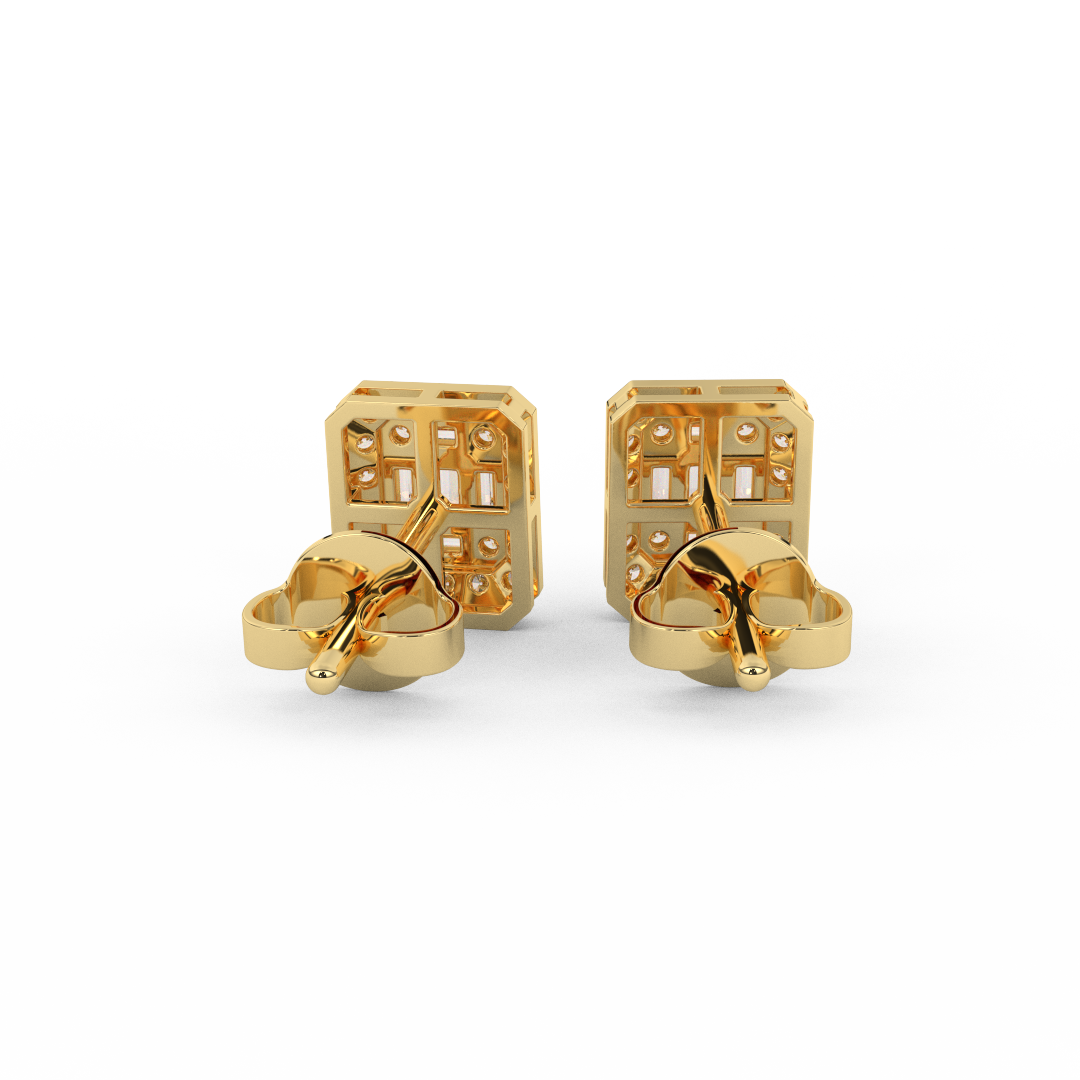 1/3 Cttw Certified Diamond Square Stud Earrings | Crafted In 14kt Gold - Fehu Jewels