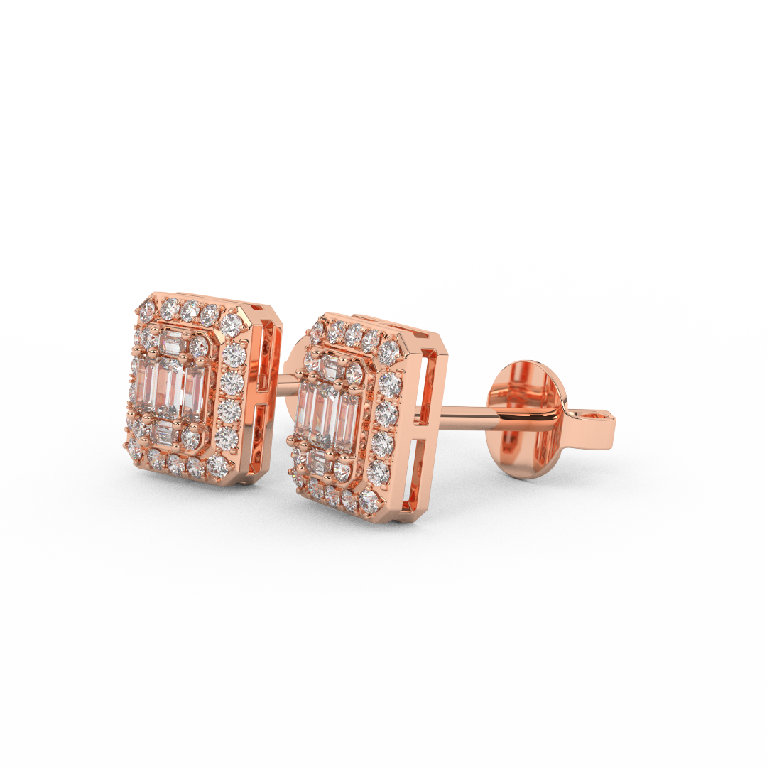 1/3 Cttw Certified Diamond Square Stud Earrings | Crafted In 14kt Gold - Fehu Jewels
