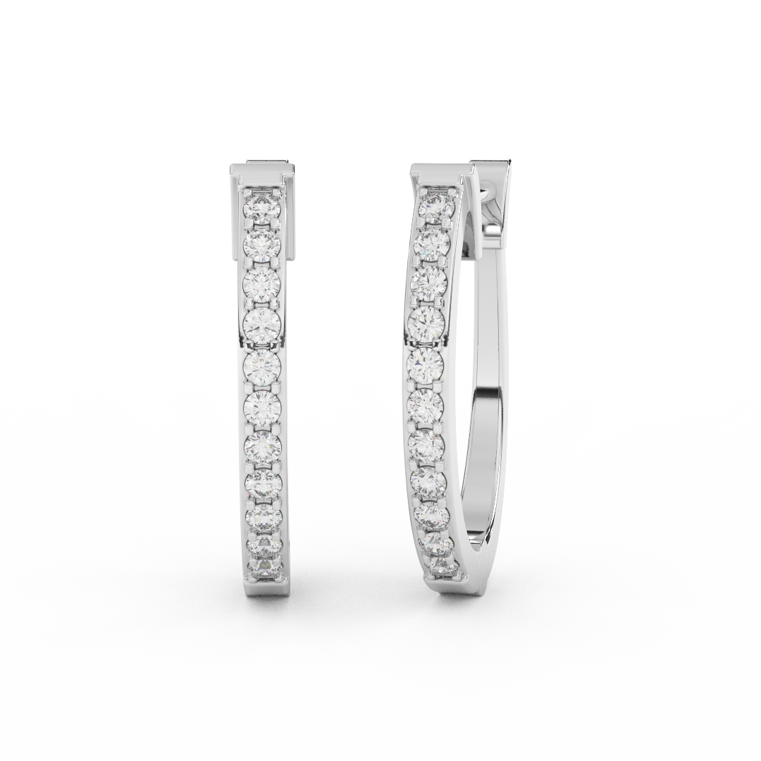 1/5 Cttw Round Diamond Hoop Earrings | Effortless Glamour In 14kt Gold - Fehu Jewels