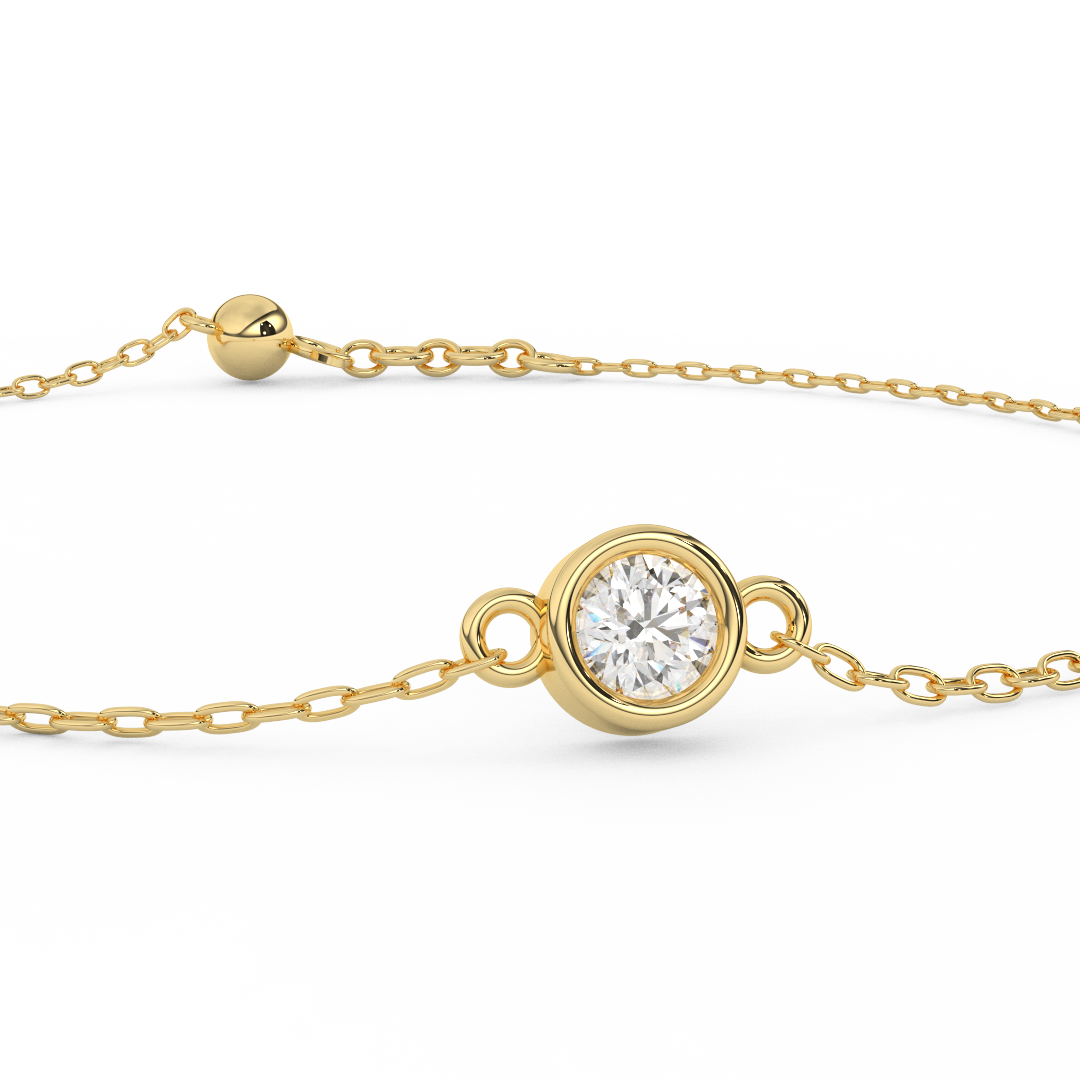 1/7 Cttw Certified Diamond Bezel-Set Bracelet In 14KT Gold - Fehu Jewels