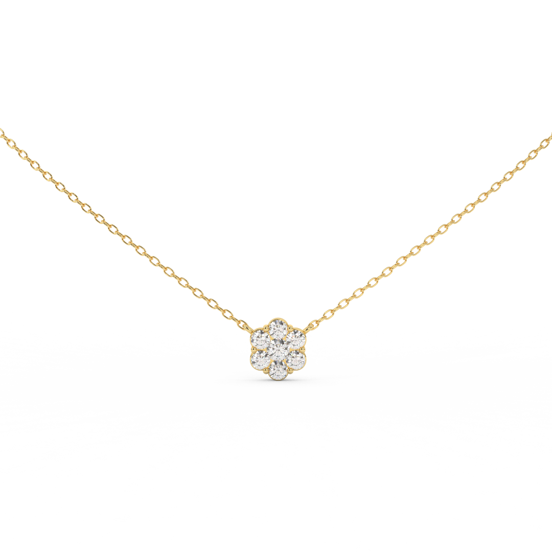 0.50 Cttw Natural Diamond Flower Pendant Necklace for Women | Crafted in 14K Rose, White, and Yellow Gold | Cluster Diamond Necklace, Perfect Gift for Her - Fehu Jewels