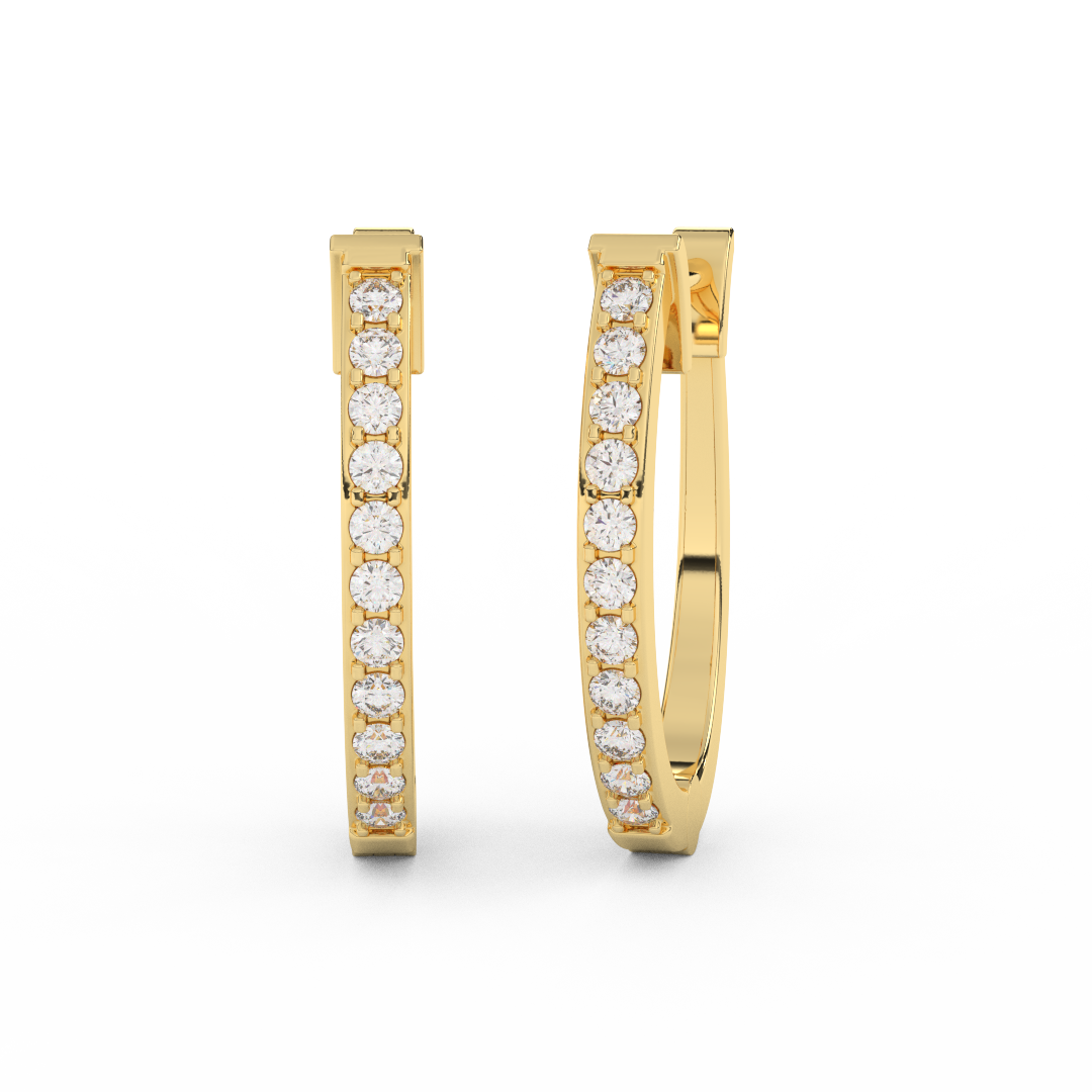 1/5 Cttw Round Diamond Hoop Earrings | Effortless Glamour In 14kt Gold - Fehu Jewels