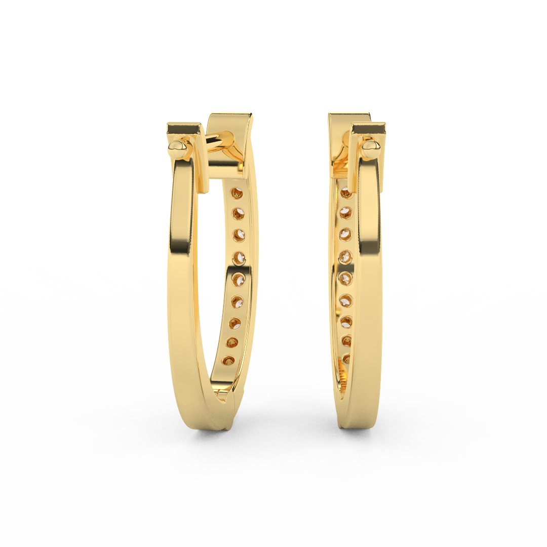 1/5 Cttw Round Diamond Hoop Earrings | Effortless Glamour In 14kt Gold - Fehu Jewels