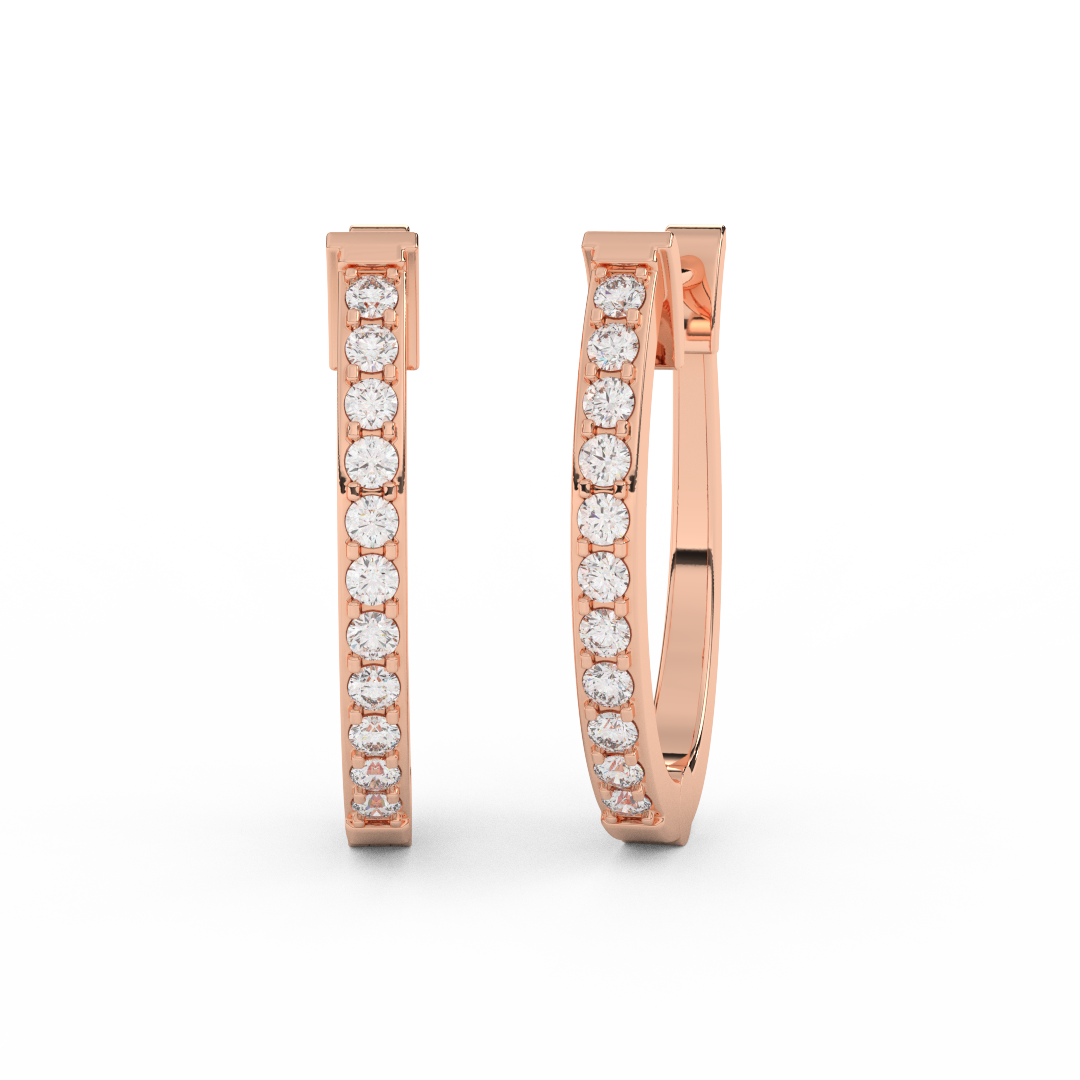 1/5 Cttw Round Diamond Hoop Earrings | Effortless Glamour In 14kt Gold - Fehu Jewels