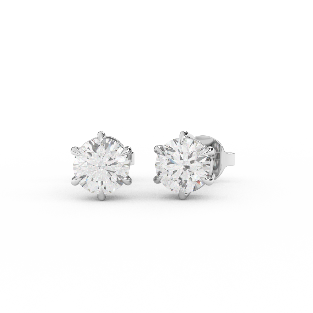 1 1/7 Cttw Round Cut Certified Natural Diamond Solitaire Stud Earrings | 14kt Gold - Fehu Jewels