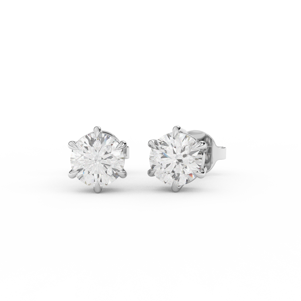 1 1/7 Cttw Round Cut Certified Natural Diamond Solitaire Stud Earrings | 14kt Gold