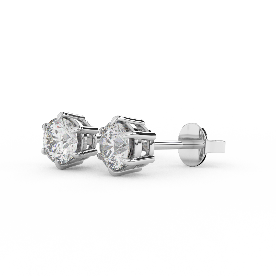 1 1/7 Cttw Round Cut Certified Natural Diamond Solitaire Stud Earrings | 14kt Gold - Fehu Jewels