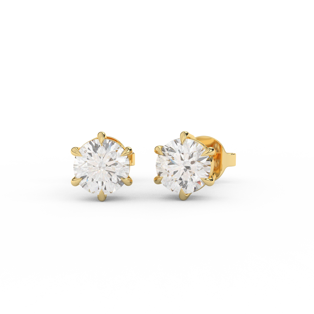 1 1/7 Cttw Round Cut Certified Natural Diamond Solitaire Stud Earrings | 14kt Gold - Fehu Jewels
