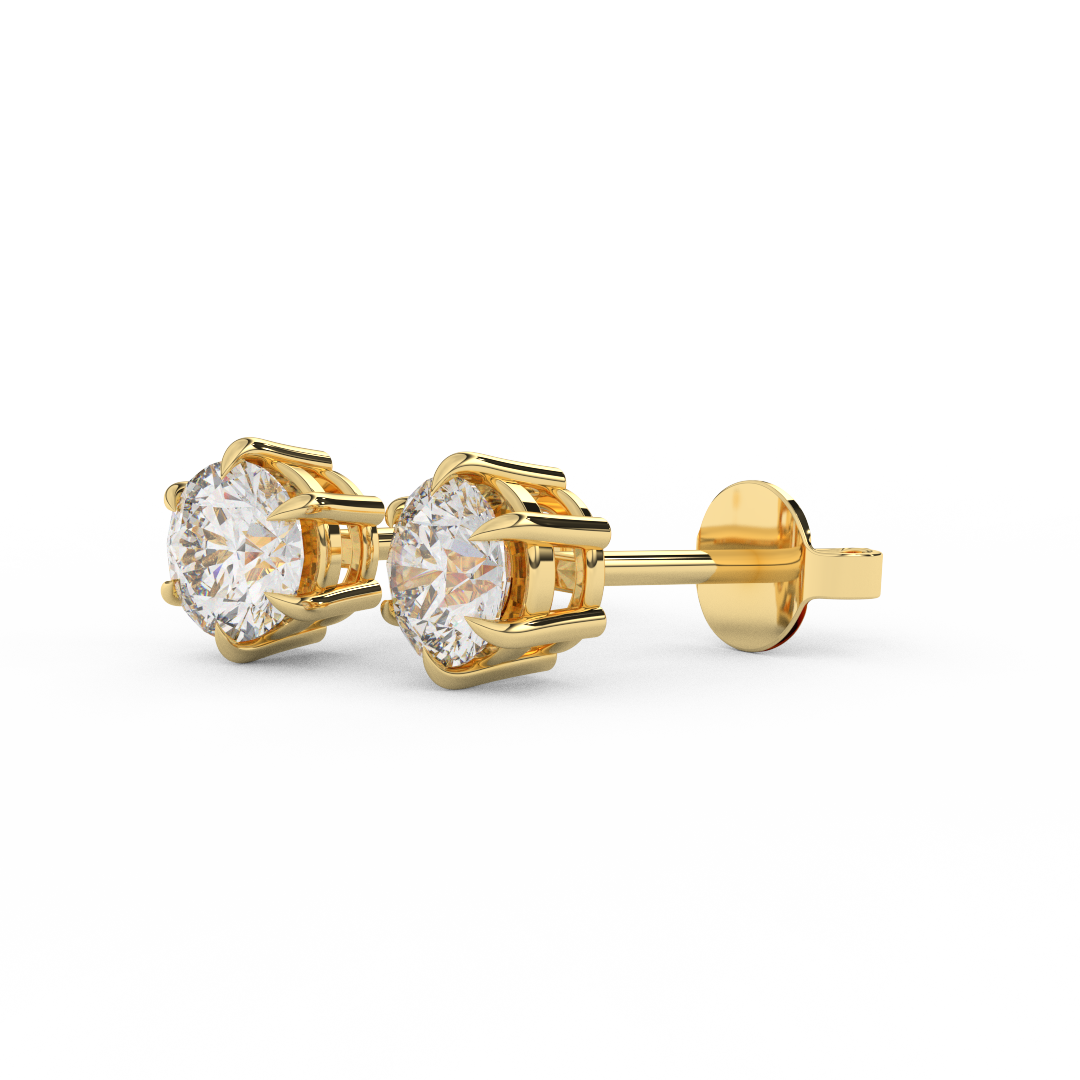 1 1/7 Cttw Round Cut Certified Natural Diamond Solitaire Stud Earrings | 14kt Gold - Fehu Jewels