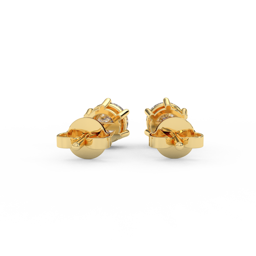 1 1/7 Cttw Round Cut Certified Natural Diamond Solitaire Stud Earrings | 14kt Gold - Fehu Jewels