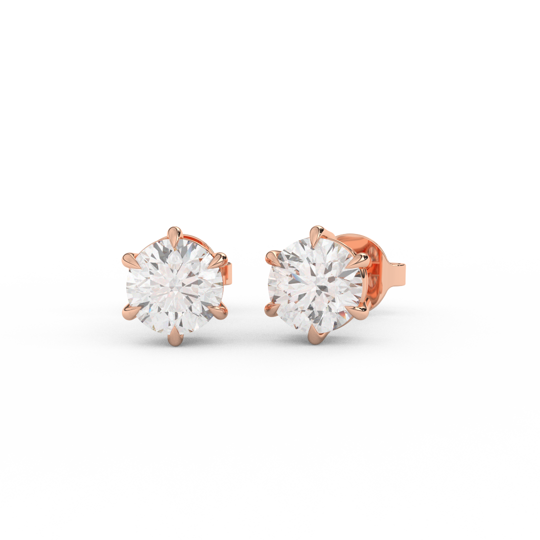 1 1/7 Cttw Round Cut Certified Natural Diamond Solitaire Stud Earrings | 14kt Gold - Fehu Jewels