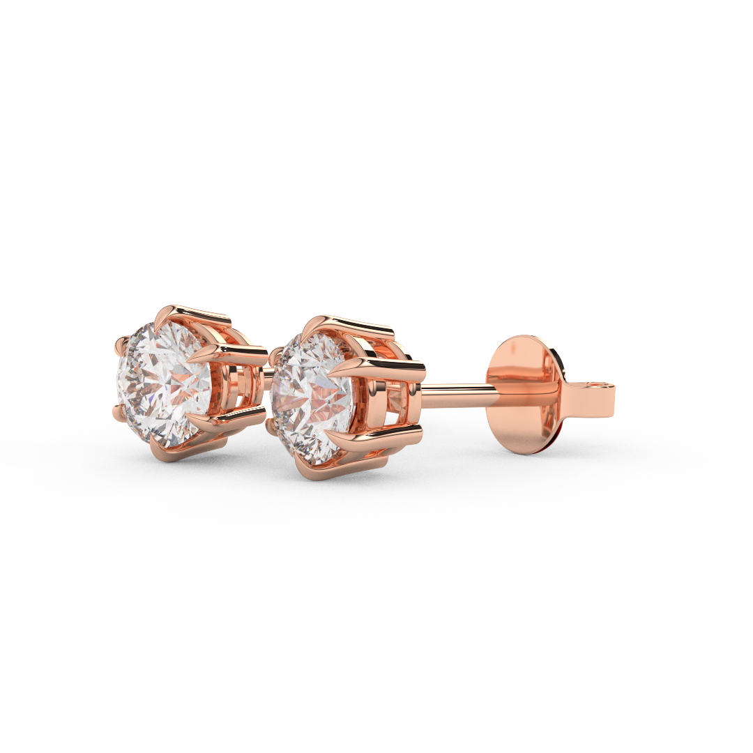 1 1/7 Cttw Round Cut Certified Natural Diamond Solitaire Stud Earrings | 14kt Gold - Fehu Jewels