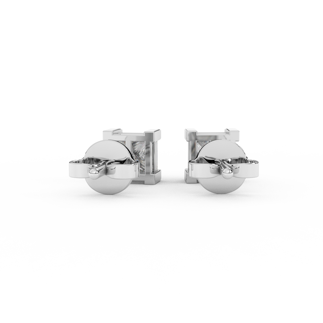1.00 Cttw Princess Cut Certified Natural Diamond Stud Earrings | 14kt Gold - Fehu Jewels