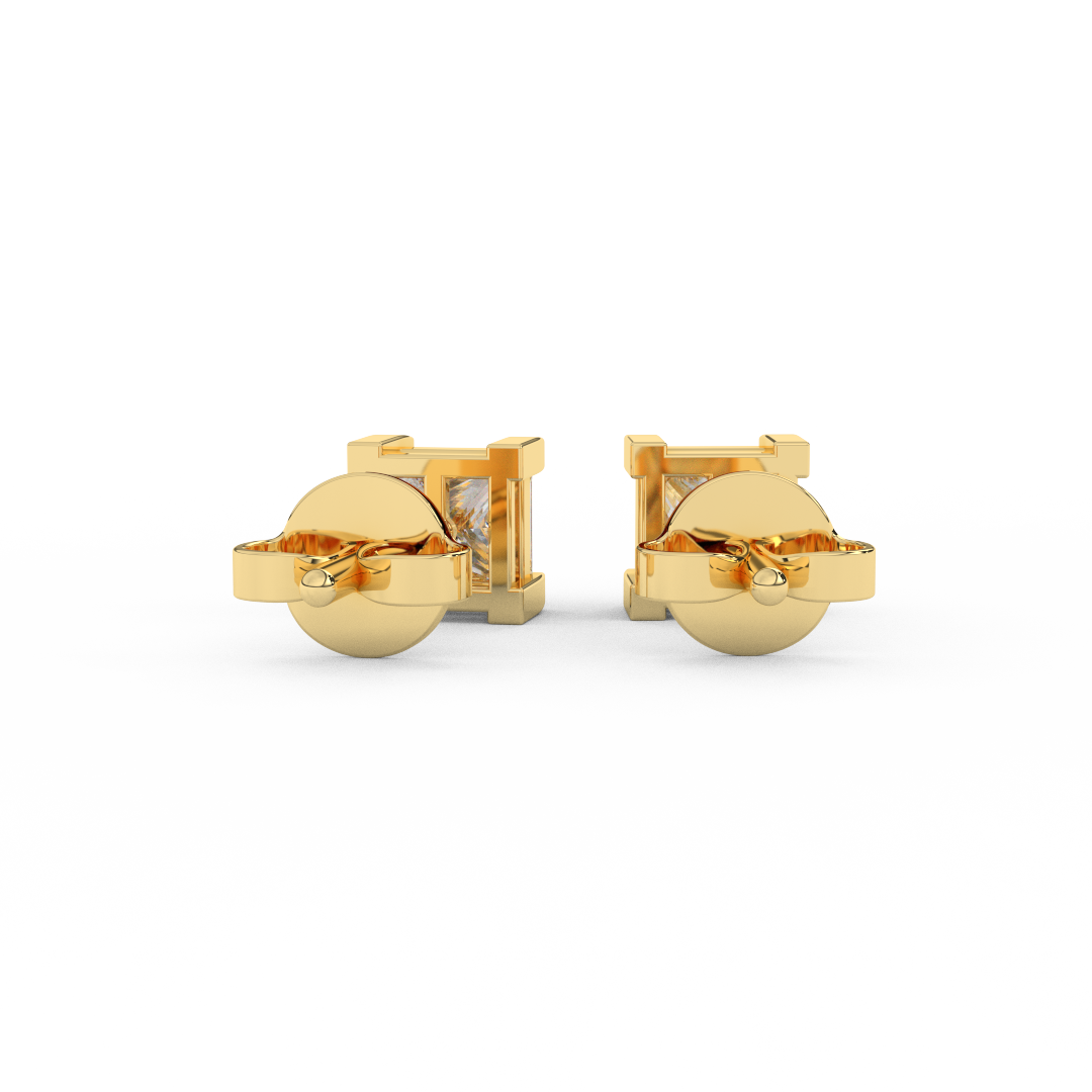 1.00 Cttw Princess Cut Certified Natural Diamond Stud Earrings | 14kt Gold - Fehu Jewels