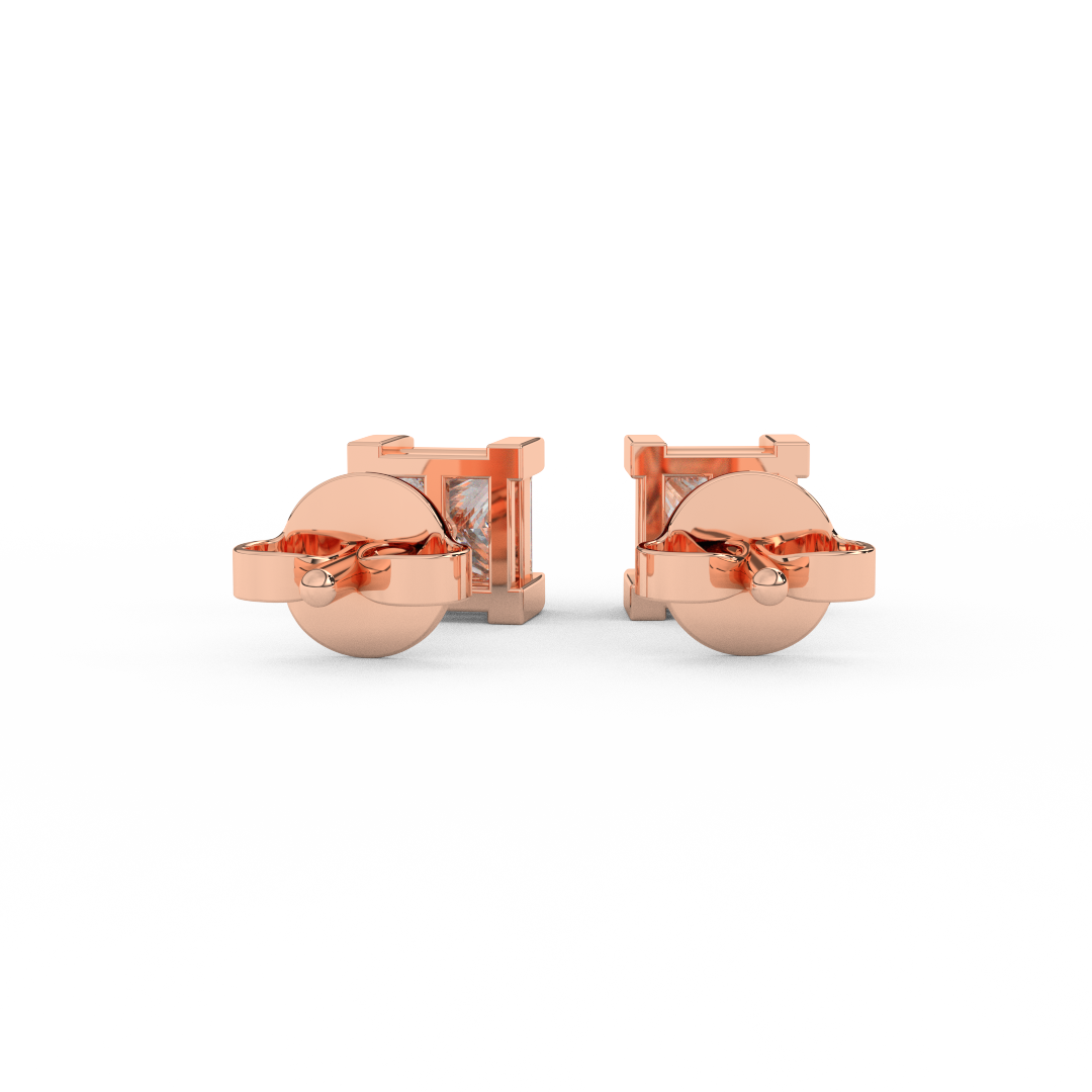 1.00 Cttw Princess Cut Certified Natural Diamond Stud Earrings | 14kt Gold - Fehu Jewels