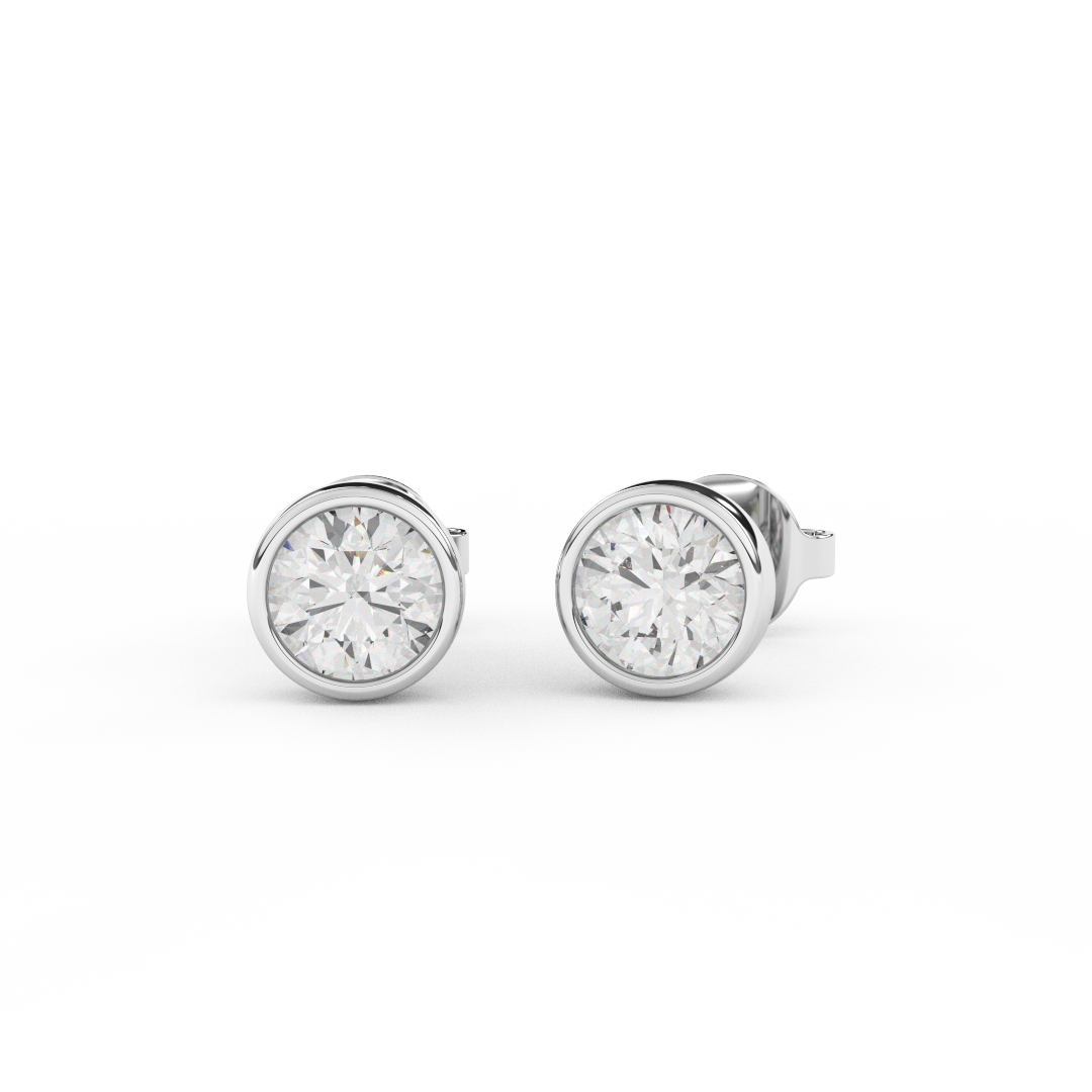 1.0 Cttw Enhanced Round Cut Natural Diamond Stud Earrings | 14kt Gold - Fehu Jewels