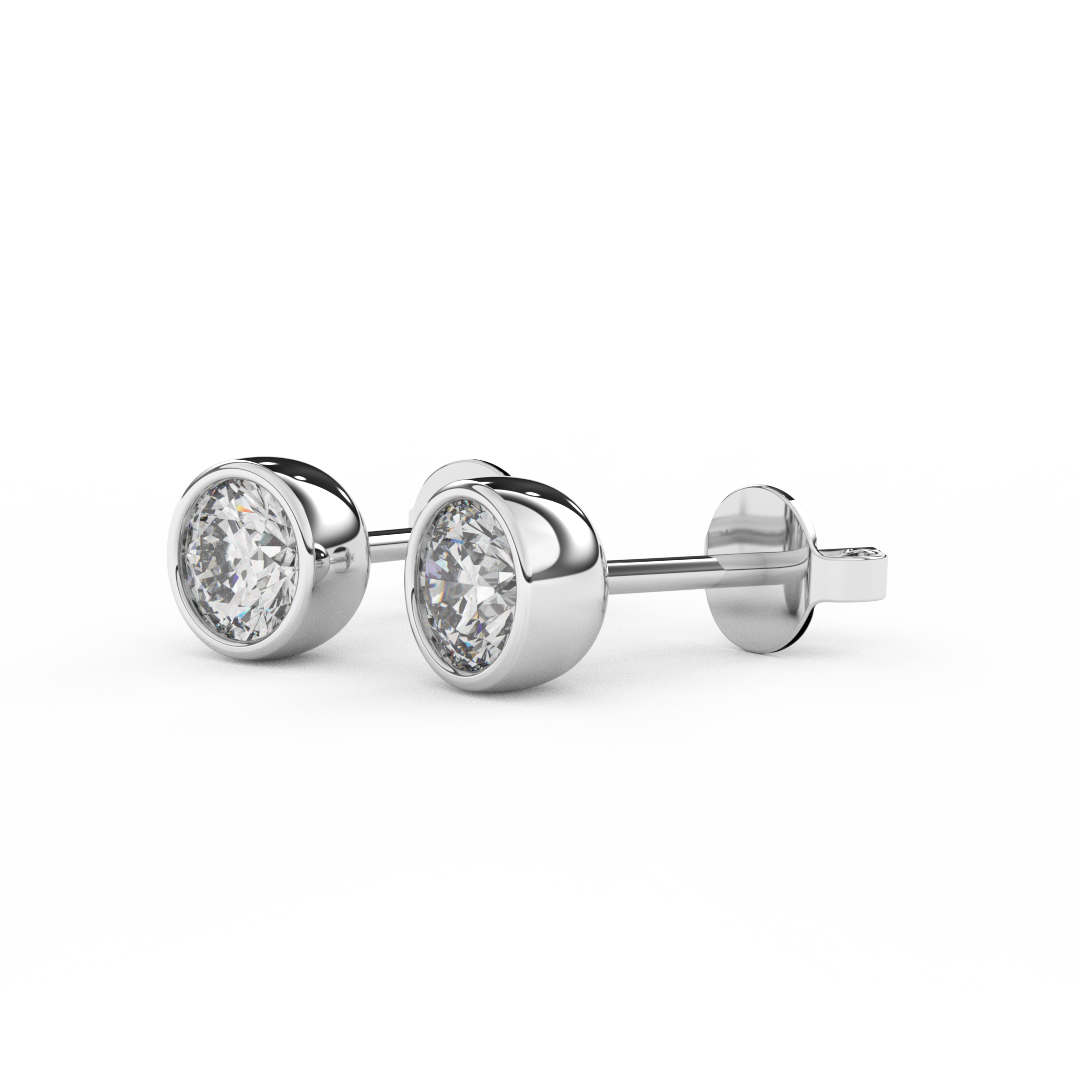 1.0 Cttw Enhanced Round Cut Natural Diamond Stud Earrings | 14kt Gold - Fehu Jewels