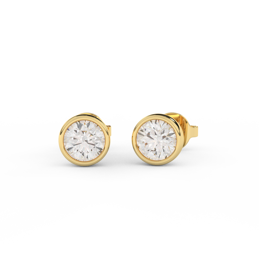 1.0 Cttw Enhanced Round Cut Natural Diamond Stud Earrings | 14kt Gold - Fehu Jewels