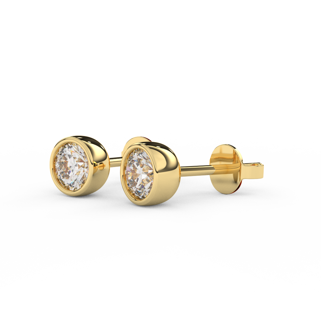 1.0 Cttw Enhanced Round Cut Natural Diamond Stud Earrings | 14kt Gold - Fehu Jewels
