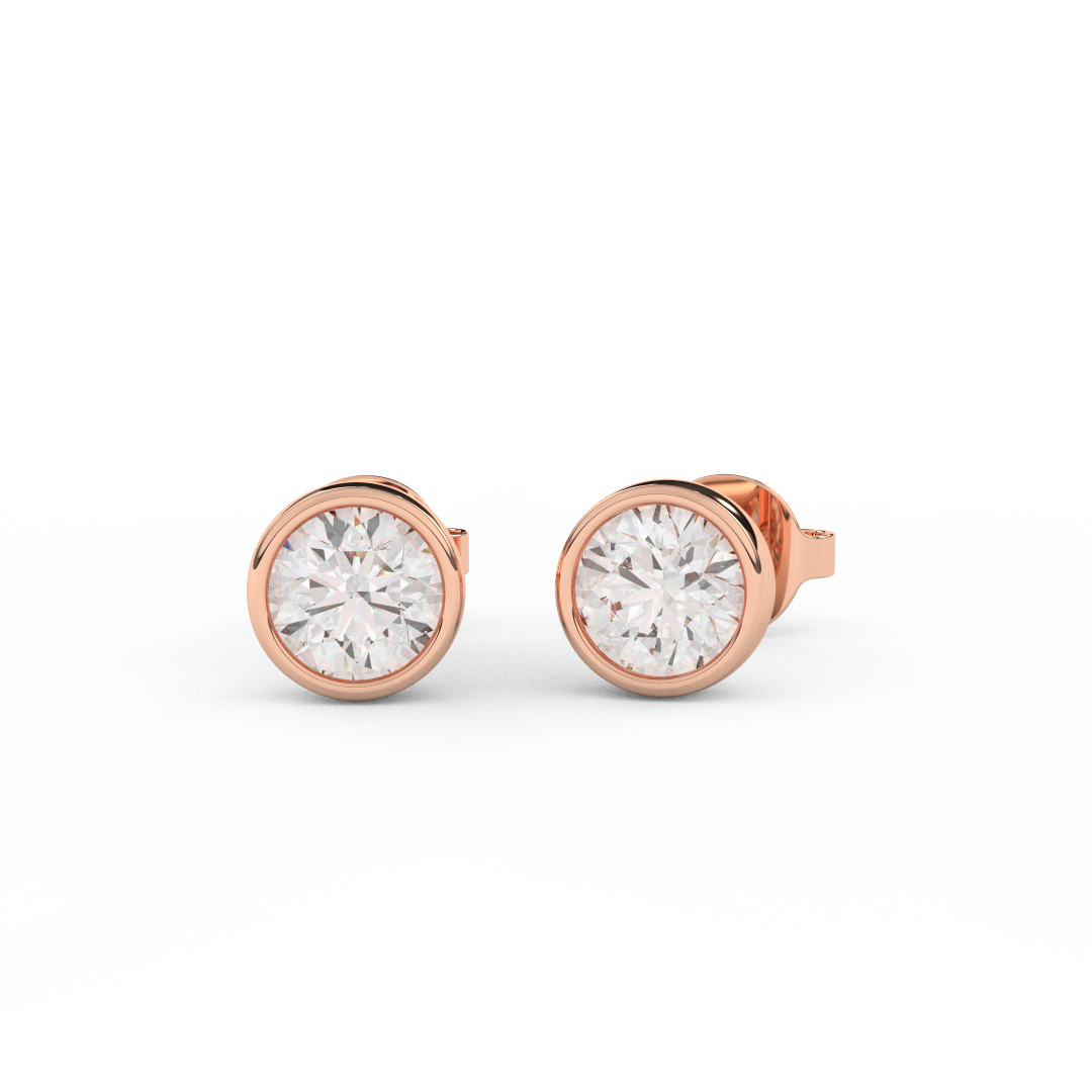 1.0 Cttw Enhanced Round Cut Natural Diamond Stud Earrings | 14kt Gold - Fehu Jewels