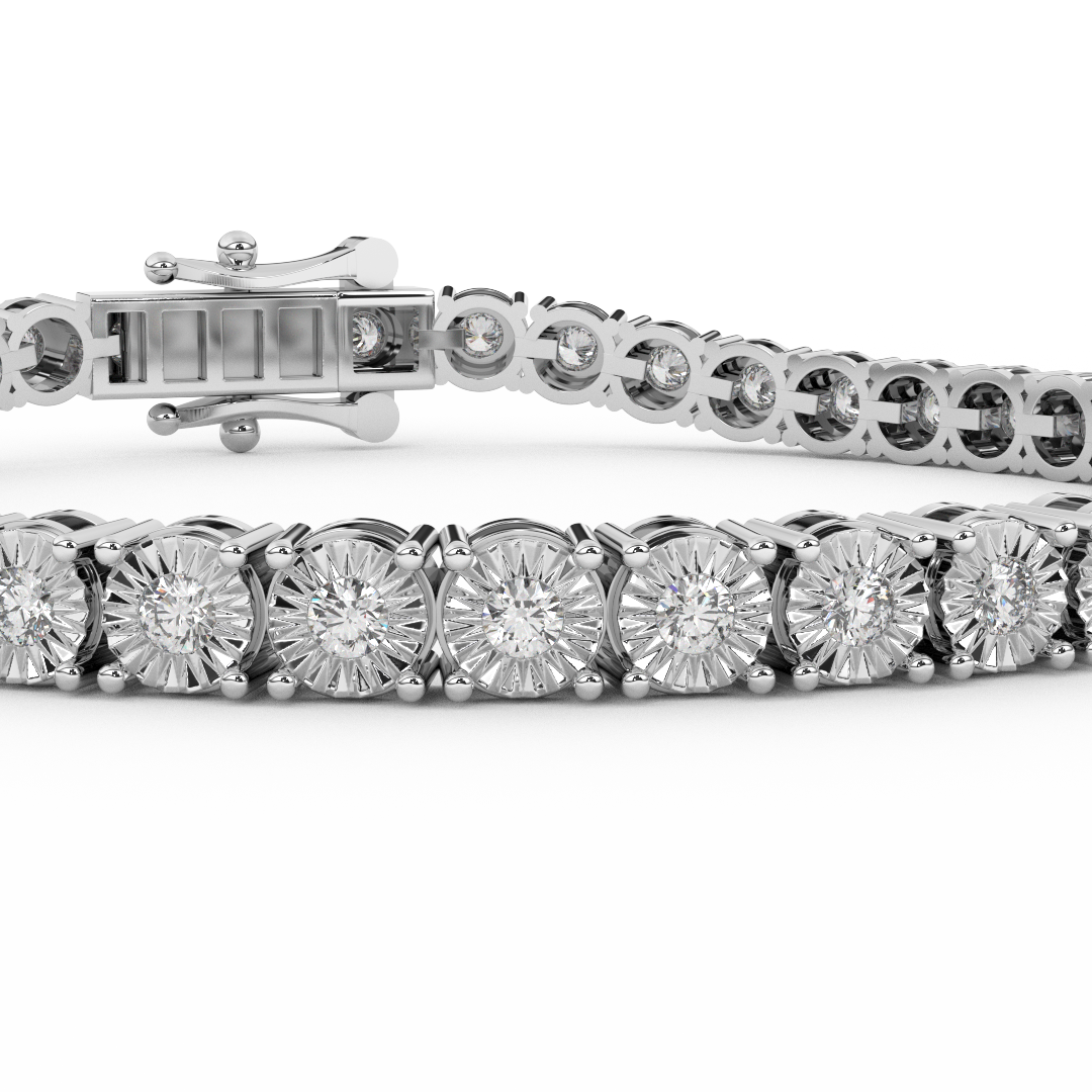 0.93 Cttw Certified Diamond Shared Prong Tennis Bracelet In 14KT Gold - Fehu Jewels