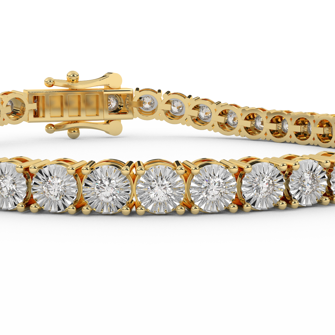 0.93 Cttw Certified Diamond Shared Prong Tennis Bracelet In 14KT Gold - Fehu Jewels