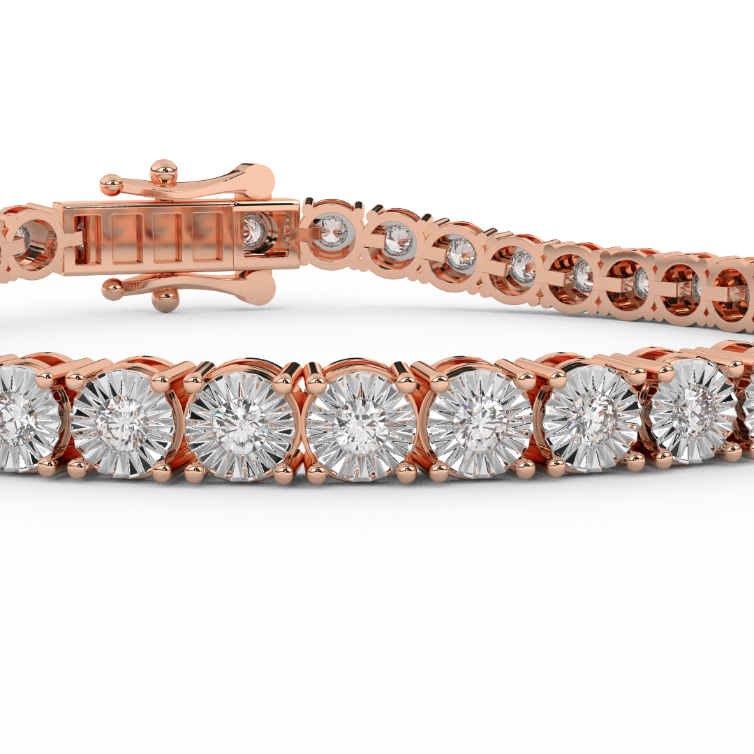 0.93 Cttw Certified Diamond Shared Prong Tennis Bracelet In 14KT Gold - Fehu Jewels