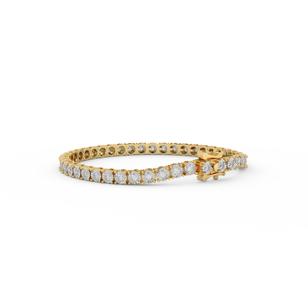 0.93 Cttw Certified Diamond Shared Prong Tennis Bracelet In 14KT Gold - Fehu Jewels