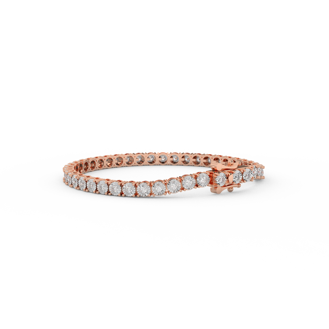 0.93 Cttw Certified Diamond Shared Prong Tennis Bracelet In 14KT Gold - Fehu Jewels