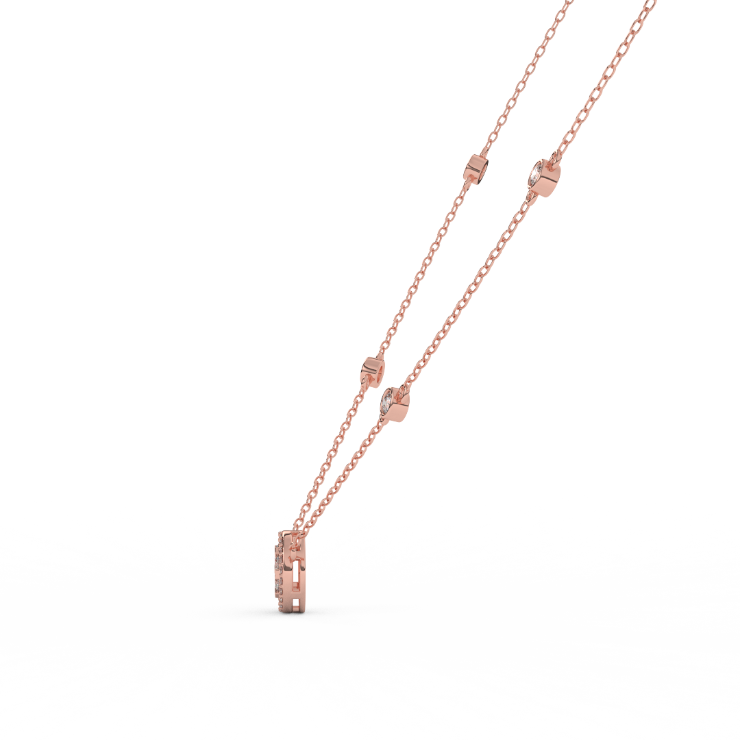 0.57 Cttw Round Cut Halo Diamond Necklace, Dainty Pave Halo Pendant, perfect for weddings, bridesmaid gifts, anniversaries, and Mother's Day. Ideal gifts for her. - Fehu Jewels