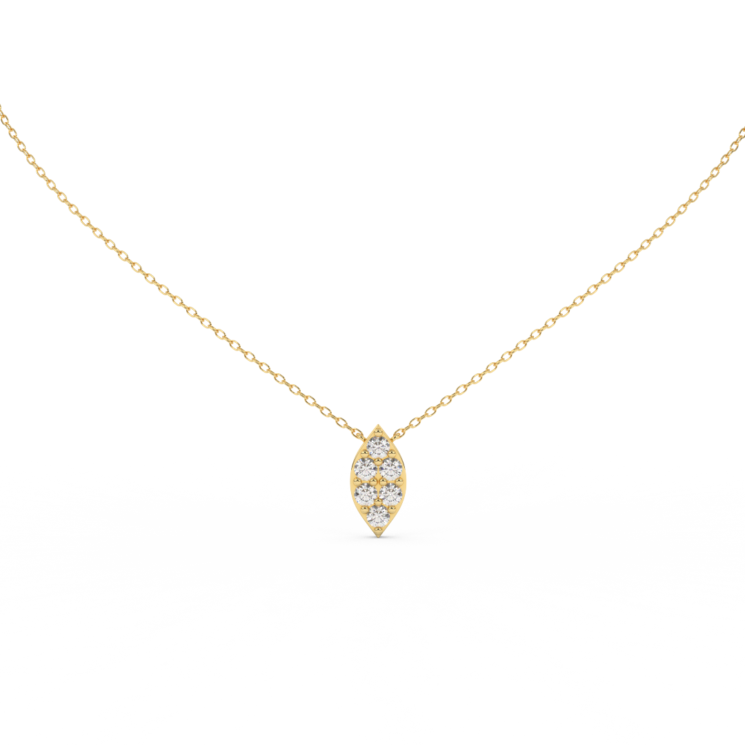 0.56 Cttw Round Cut Natural Diamond Pendant Necklace for Women | 14K Rose, White, and Yellow Gold | Marquise Leaf Design - Perfect Gift for Her - Fehu Jewels