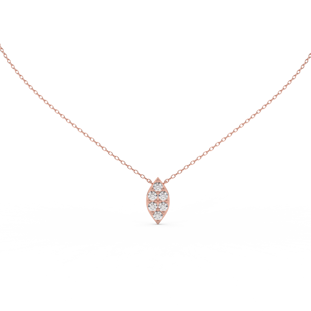 0.56 Cttw Round Cut Natural Diamond Pendant Necklace for Women | 14K Rose, White, and Yellow Gold | Marquise Leaf Design - Perfect Gift for Her - Fehu Jewels