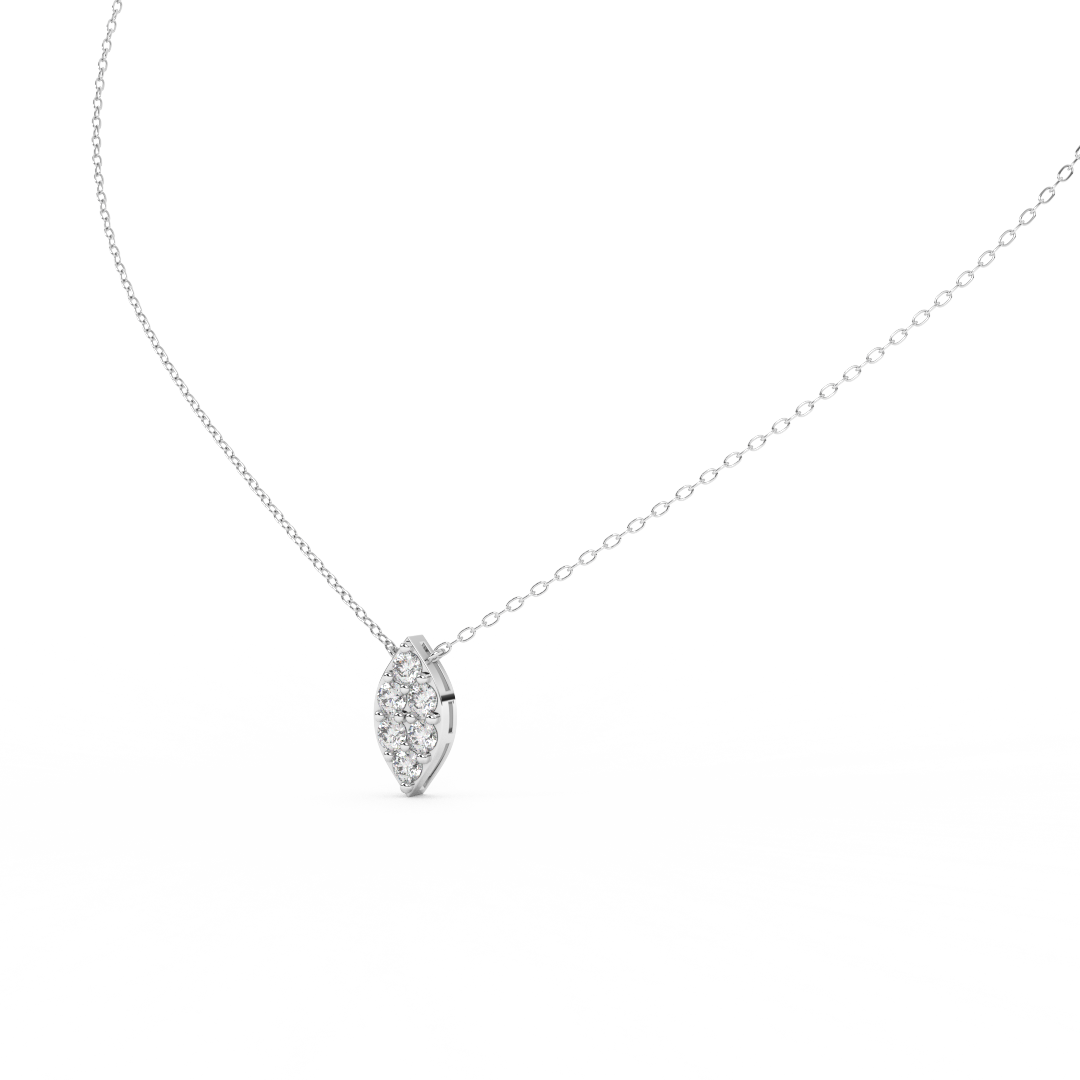 0.56 Cttw Round Cut Natural Diamond Pendant Necklace for Women | 14K Rose, White, and Yellow Gold | Marquise Leaf Design - Perfect Gift for Her - Fehu Jewels