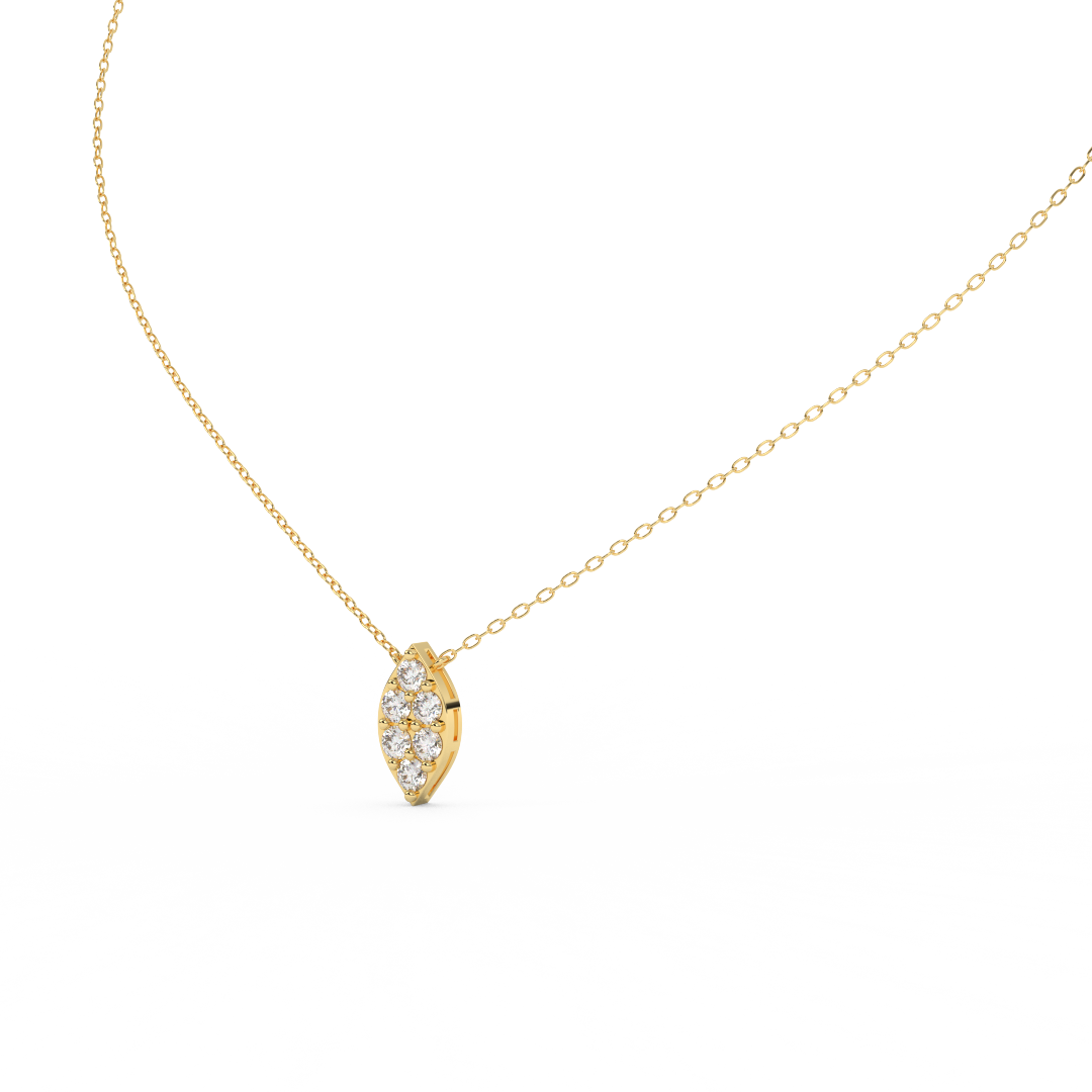 0.56 Cttw Round Cut Natural Diamond Pendant Necklace for Women | 14K Rose, White, and Yellow Gold | Marquise Leaf Design - Perfect Gift for Her - Fehu Jewels