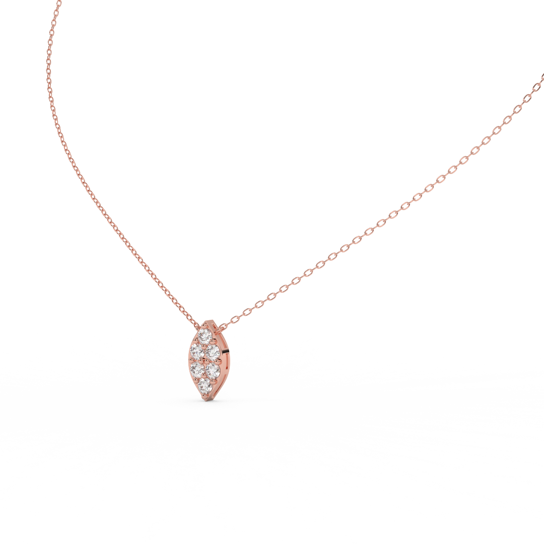0.56 Cttw Round Cut Natural Diamond Pendant Necklace for Women | 14K Rose, White, and Yellow Gold | Marquise Leaf Design - Perfect Gift for Her - Fehu Jewels
