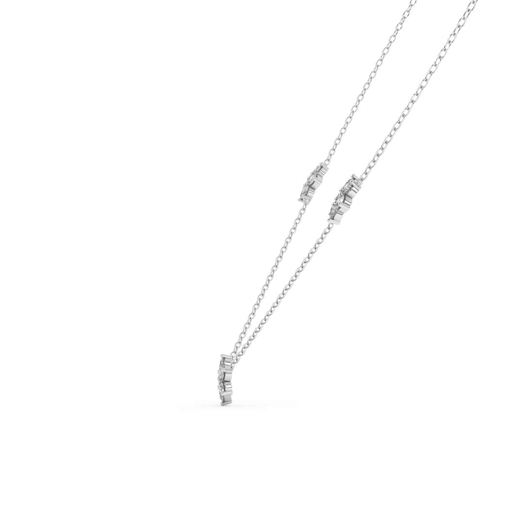 0.95 Cttw Round Ct Diamond Flower Necklace Pendant For Women | Crafted In 14K Rose ,White and Yellow Gold | Dainty Flower Diamond Cluster Pendant Necklace | Perfect Gift For Her - Fehu Jewels