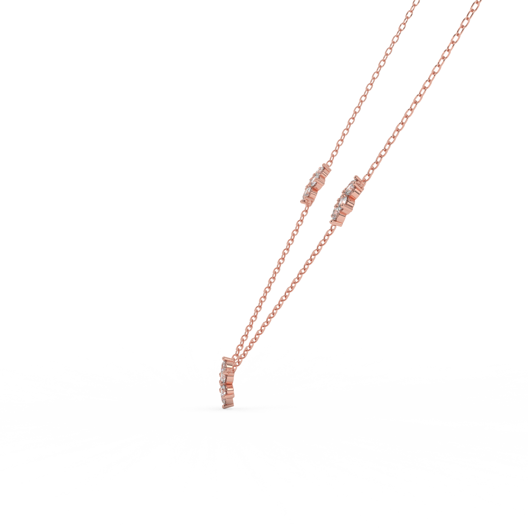 0.95 Cttw Round Ct Diamond Flower Necklace Pendant For Women | Crafted In 14K Rose ,White and Yellow Gold | Dainty Flower Diamond Cluster Pendant Necklace | Perfect Gift For Her - Fehu Jewels