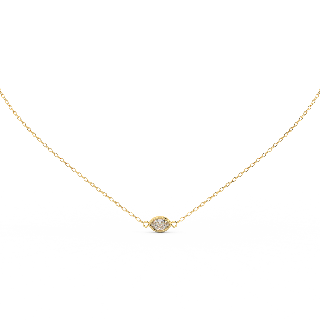 0.20 Ct. Marquise Cut Natural Diamond Solitaire Pendant Necklace for Women | Crafted in 14K Rose, White, and Yellow Gold | Bezel Set - East West Design Necklace ,Perfect Gift For Her - Fehu Jewels
