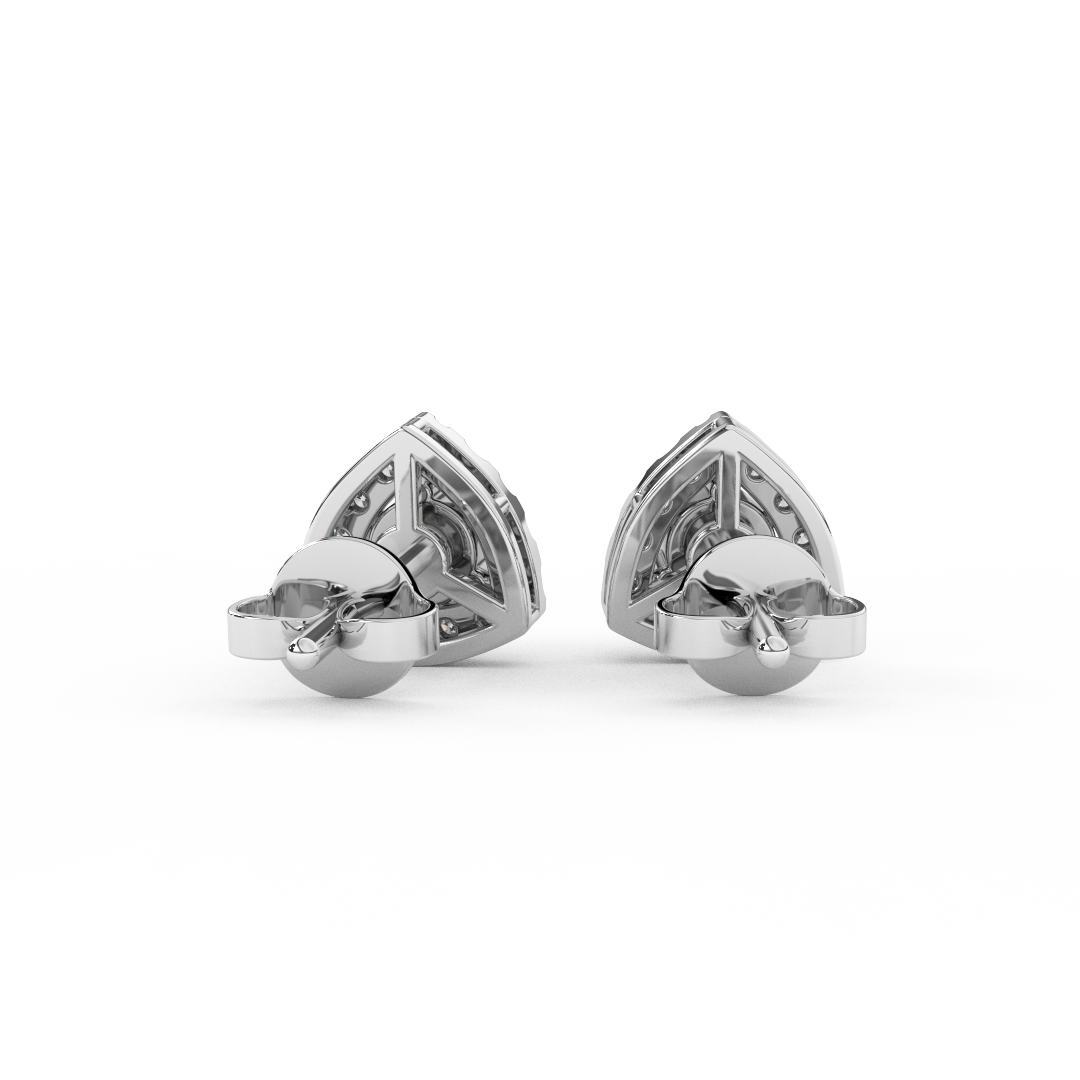 4/7 Cttw Round Cut Certified Natural Diamond Triangle Halo Stud Earrings | 14kt Gold - Fehu Jewels