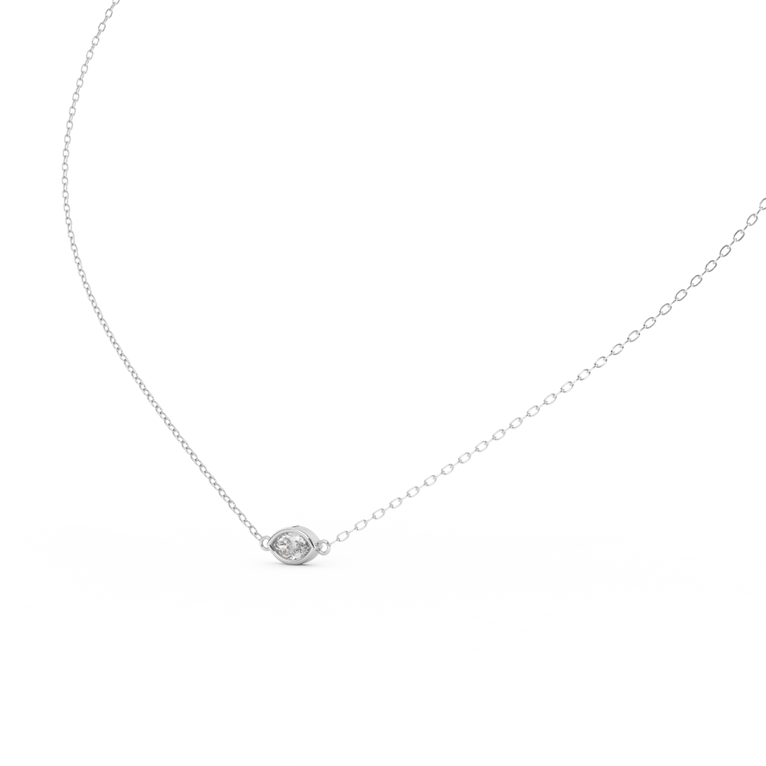 0.20 Ct. Marquise Cut Natural Diamond Solitaire Pendant Necklace for Women | Crafted in 14K Rose, White, and Yellow Gold | Bezel Set - East West Design Necklace ,Perfect Gift For Her - Fehu Jewels