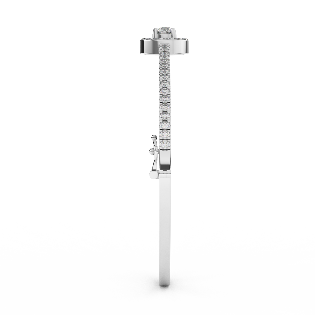 1 2/7 Cttw Certified Diamond Pave-Set Halo Bangle Bracelet In 14KT Gold - Fehu Jewels