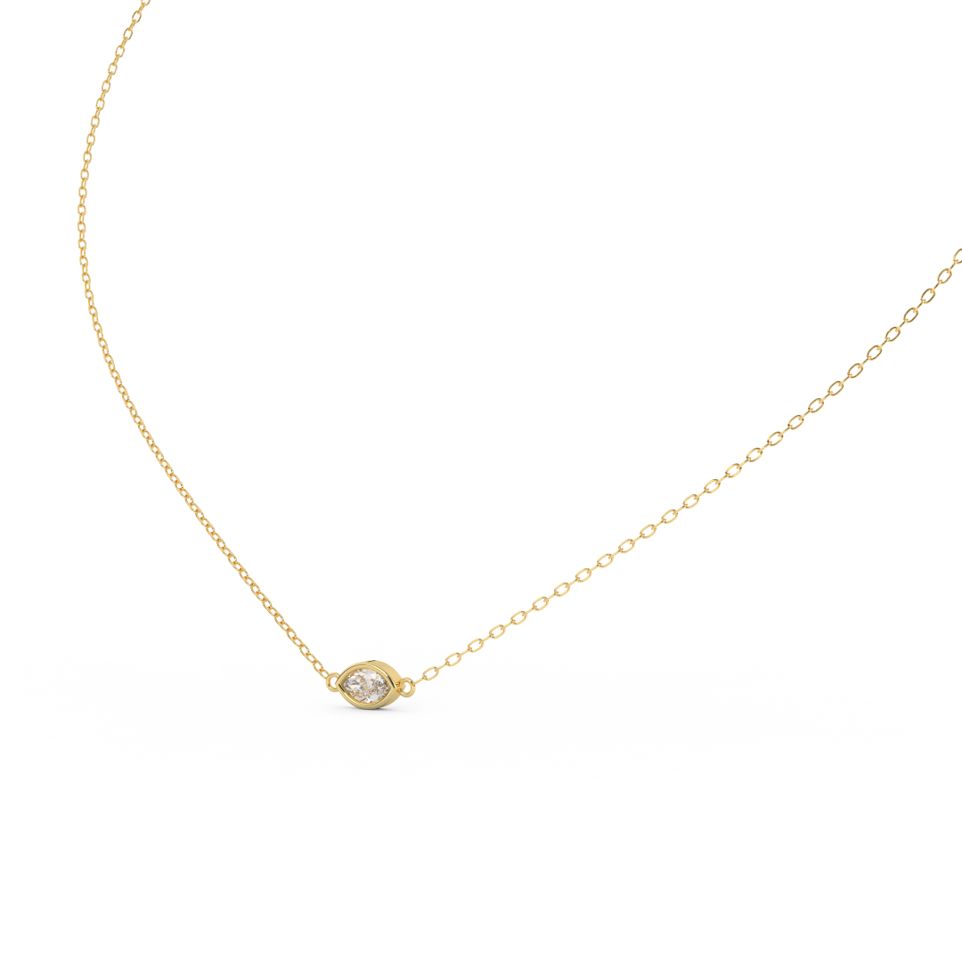 0.20 Ct. Marquise Cut Natural Diamond Solitaire Pendant Necklace for Women | Crafted in 14K Rose, White, and Yellow Gold | Bezel Set - East West Design Necklace ,Perfect Gift For Her - Fehu Jewels