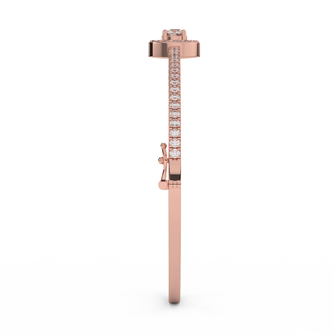 1 2/7 Cttw Certified Diamond Pave-Set Halo Bangle Bracelet In 14KT Gold - Fehu Jewels