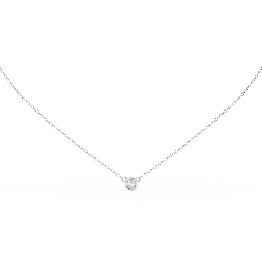 0.17 Ct. Round Cut Natural Diamond Bezel Set - Solitaire Pendant Necklace for Women | Crafted in 14K Rose, White & Yellow Gold | Perfect Gift For Her - Fehu Jewels