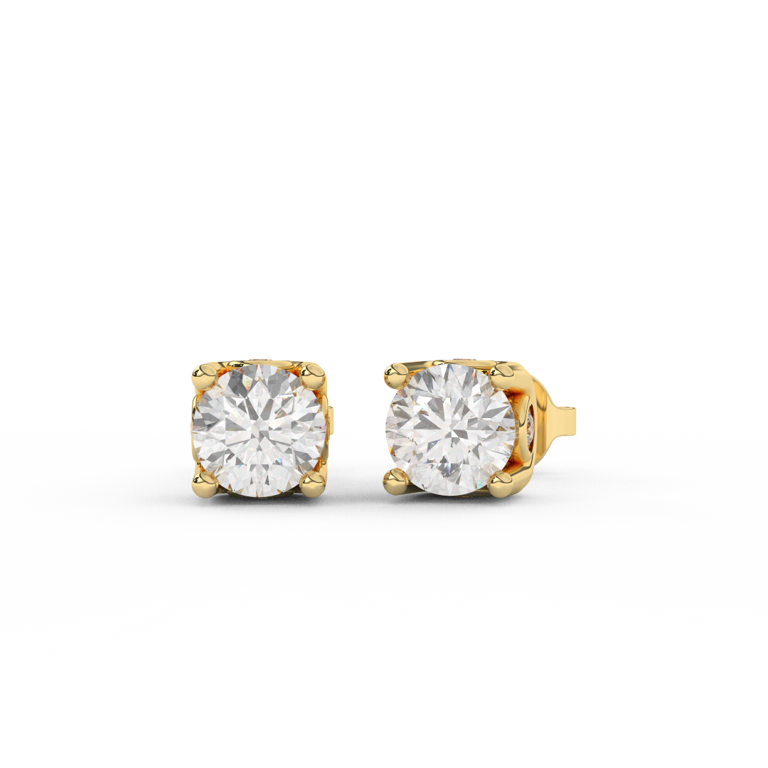 1 3/8 Cttw Round Cut Certified Natural Diamond Designer Stud Earrings | 14kt Gold - Fehu Jewels